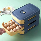 Drawer type egg storage box for refrigerator with freshness tracker and 20 egg capacity storage organizer
