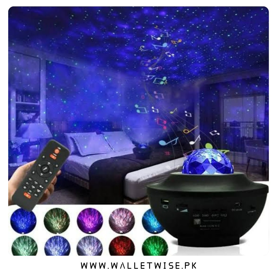 Galaxy Star Projector Night Light with Bluetooth Speaker & Water Wave LED | 21 Lighting Modes