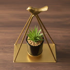 Golden Metal Triangle Artificial Plant Decorative Showpiece