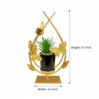 Golden Metal Butterfly & Floral Pot with Ceramic Plant