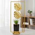 Golden Metal Leaflet Design Luxury Planter With Stand