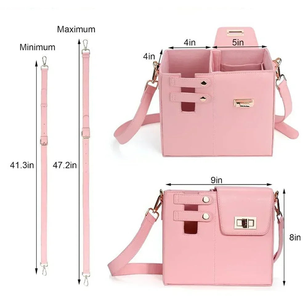 Tumbler Leather Bag with Compartment & Cup Holder