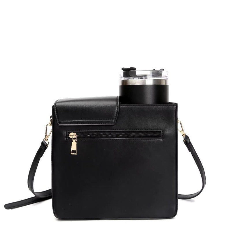 Tumbler Leather Bag with Compartment & Cup Holder