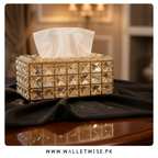 Luxury Crystal Tissue Box & Cylinder Storage Container Set – Gold Accent