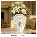 Modern Ribbed Ceramic Decorative Vase – Donut, Wave Grid & Oval Shapes