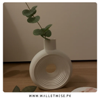 Modern Ribbed Ceramic Decorative Vase – Donut, Wave Grid & Oval Shapes