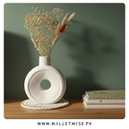 Modern Ribbed Ceramic Decorative Vase – Donut, Wave Grid & Oval Shapes