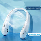 Portable Bladeless Hanging Neck Fan – USB Rechargeable 360° Cooling Fan