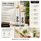 Premium Borosilicate Glass Water Bottle with Bamboo Lid – 350ML|500ML|750ML|1000ML