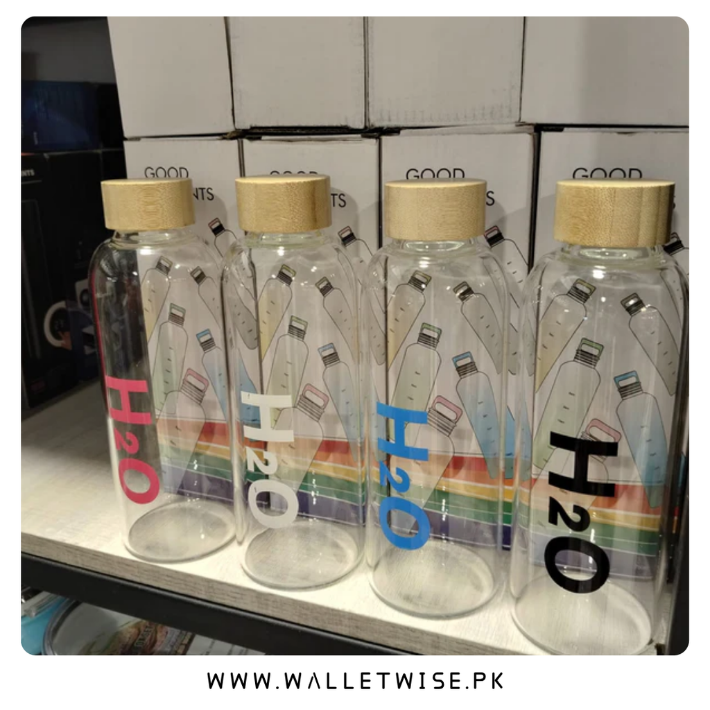 Premium Borosilicate Glass Water Bottle with Bamboo Lid – 350ML|500ML|750ML|1000ML