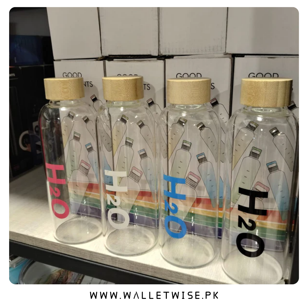 Premium Borosilicate Glass Water Bottle with Bamboo Lid – 350ML|500ML|750ML|1000ML