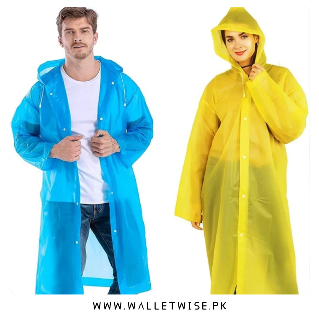Premium EVA Waterproof Raincoat with Hood for Men & Women | Reusable Unisex Rain Wear (Free Size)