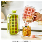 2-in-1 Press Type Ice Cube Maker Bottle with Straw – Portable Ice Tray Water Bottle