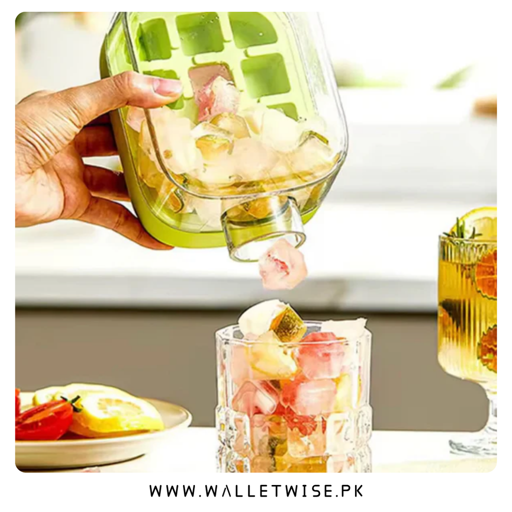 2-in-1 Press Type Ice Cube Maker Bottle with Straw – Portable Ice Tray Water Bottle