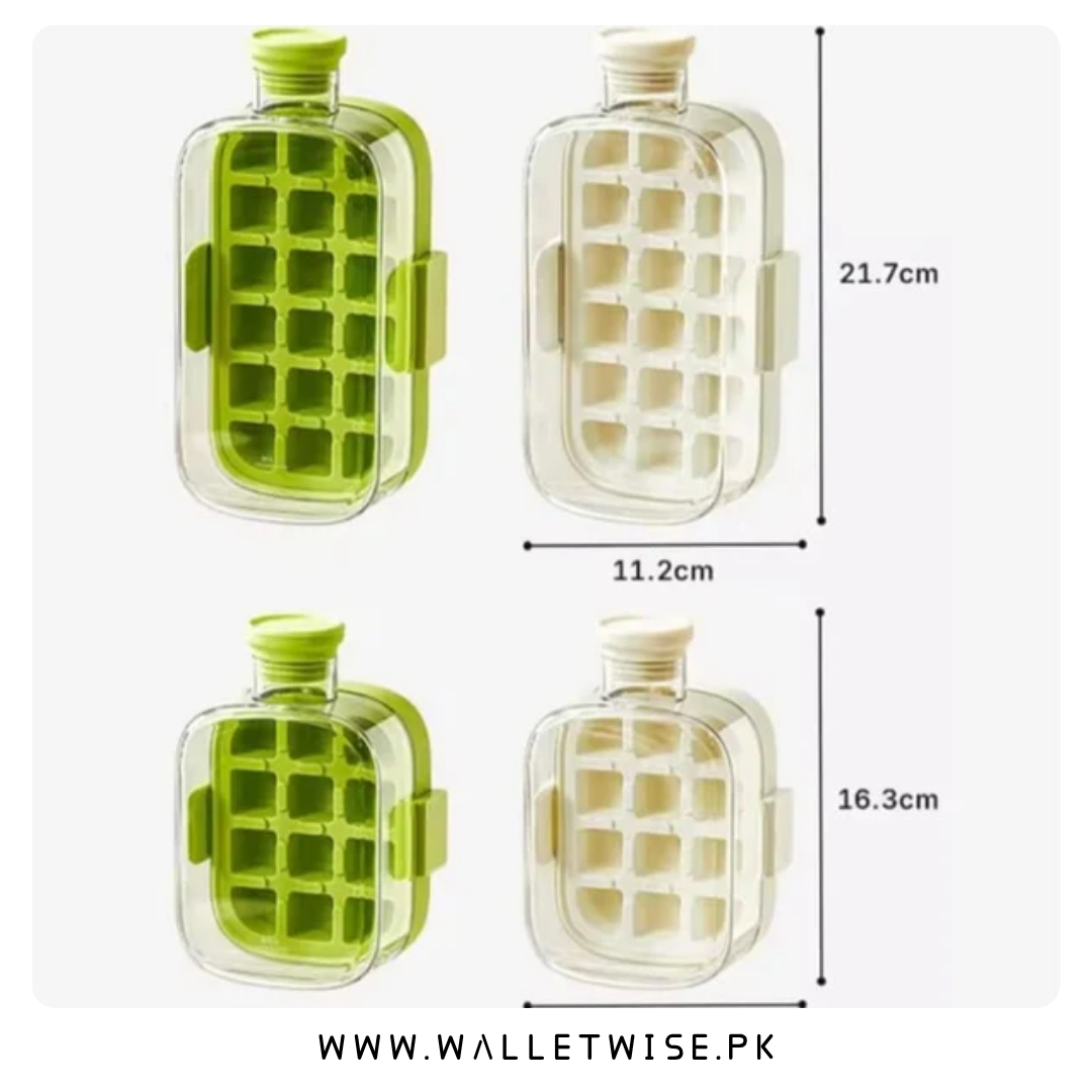 2-in-1 Press Type Ice Cube Maker Bottle with Straw – Portable Ice Tray Water Bottle