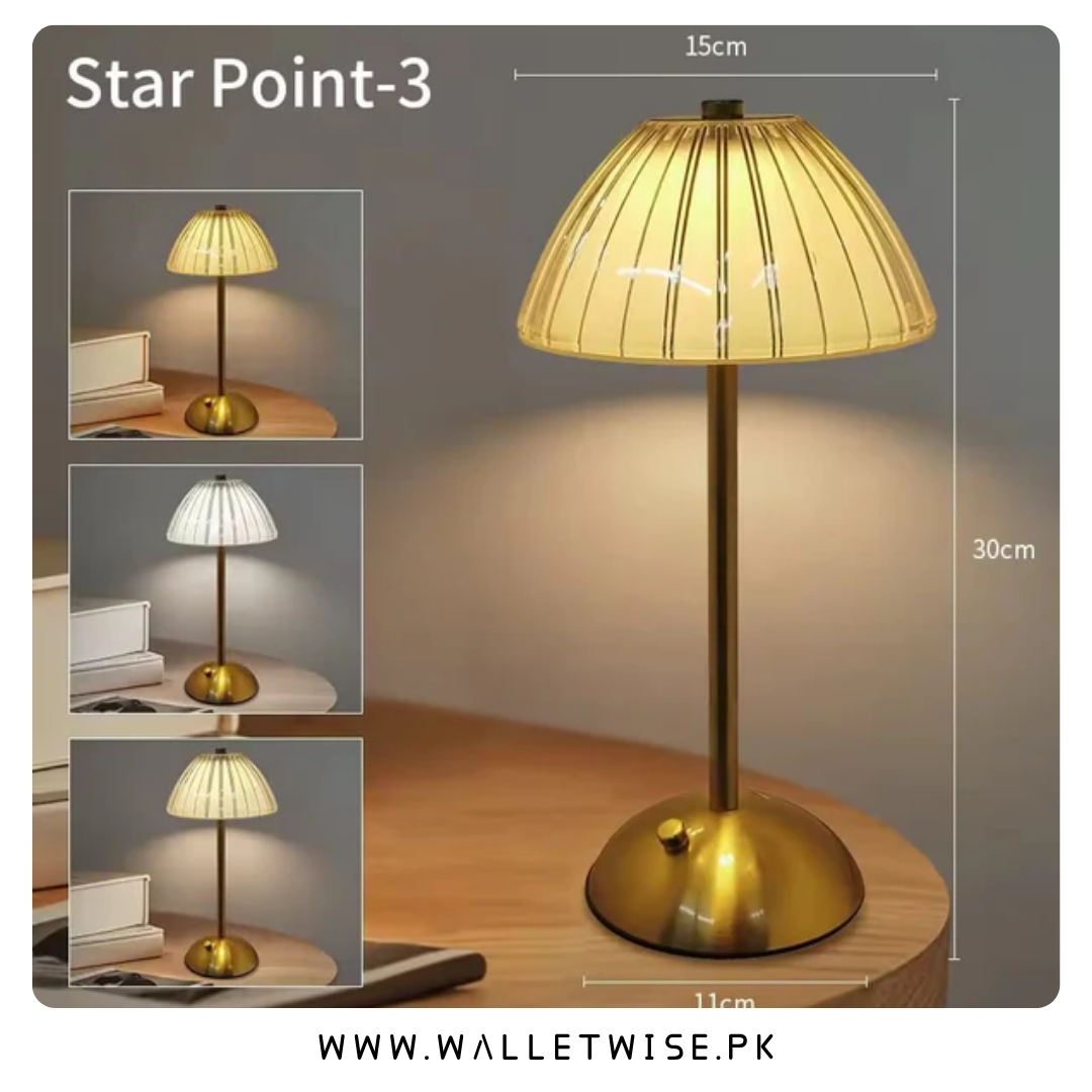 Rechargeable Mushroom Table Lamp – 3 Color Dimmable Cordless LED Lamp