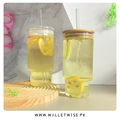 Ribbed Glass Tumbler with Bamboo Lid & Straw – 400ML Drinking Glass