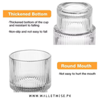 Ribbed Glass Tumbler with Bamboo Lid & Straw – 400ML Drinking Glass