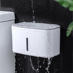 2-Tier Waterproof Wall-Mounted Toilet Paper Holder with Shelf