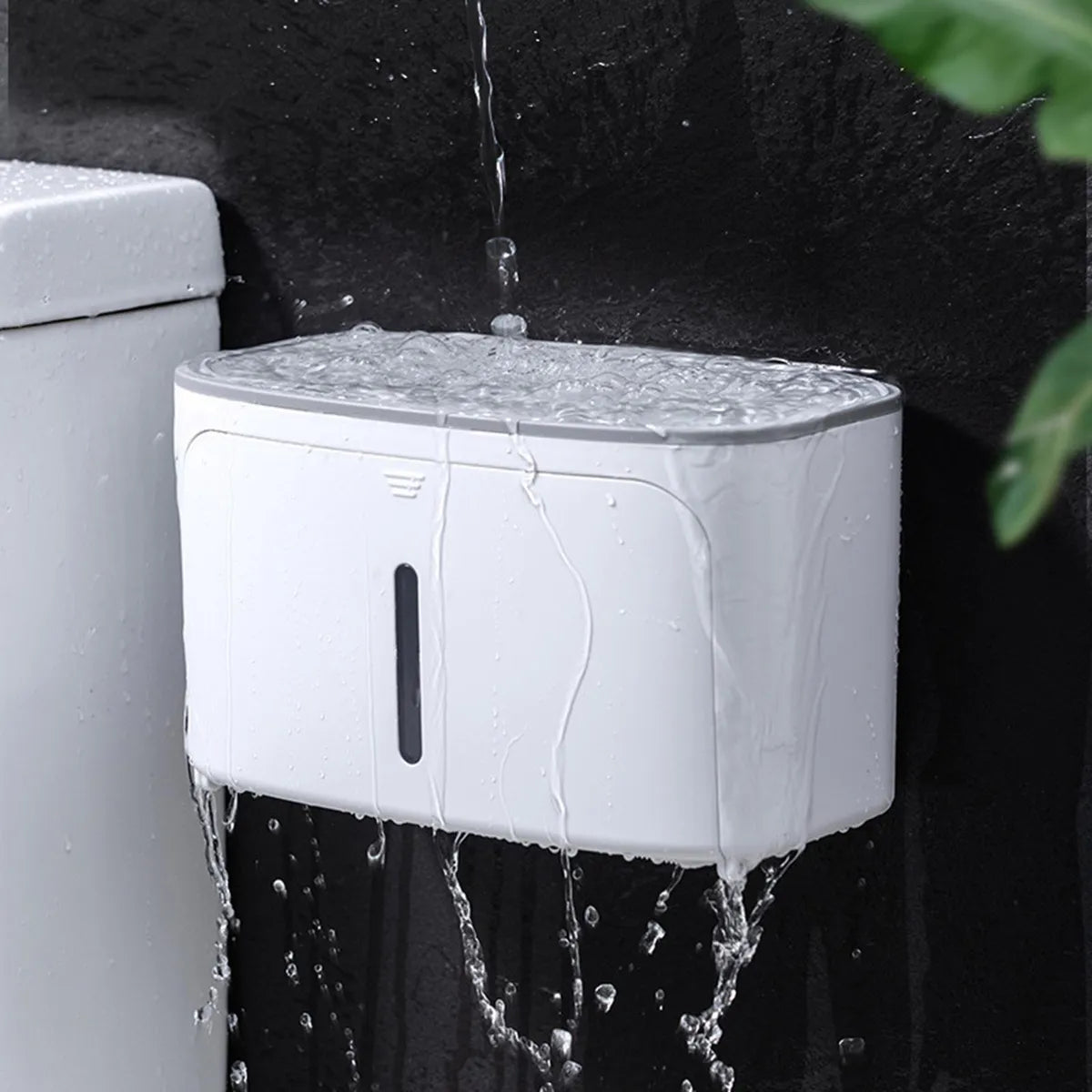 2-Tier Waterproof Wall-Mounted Toilet Paper Holder with Shelf