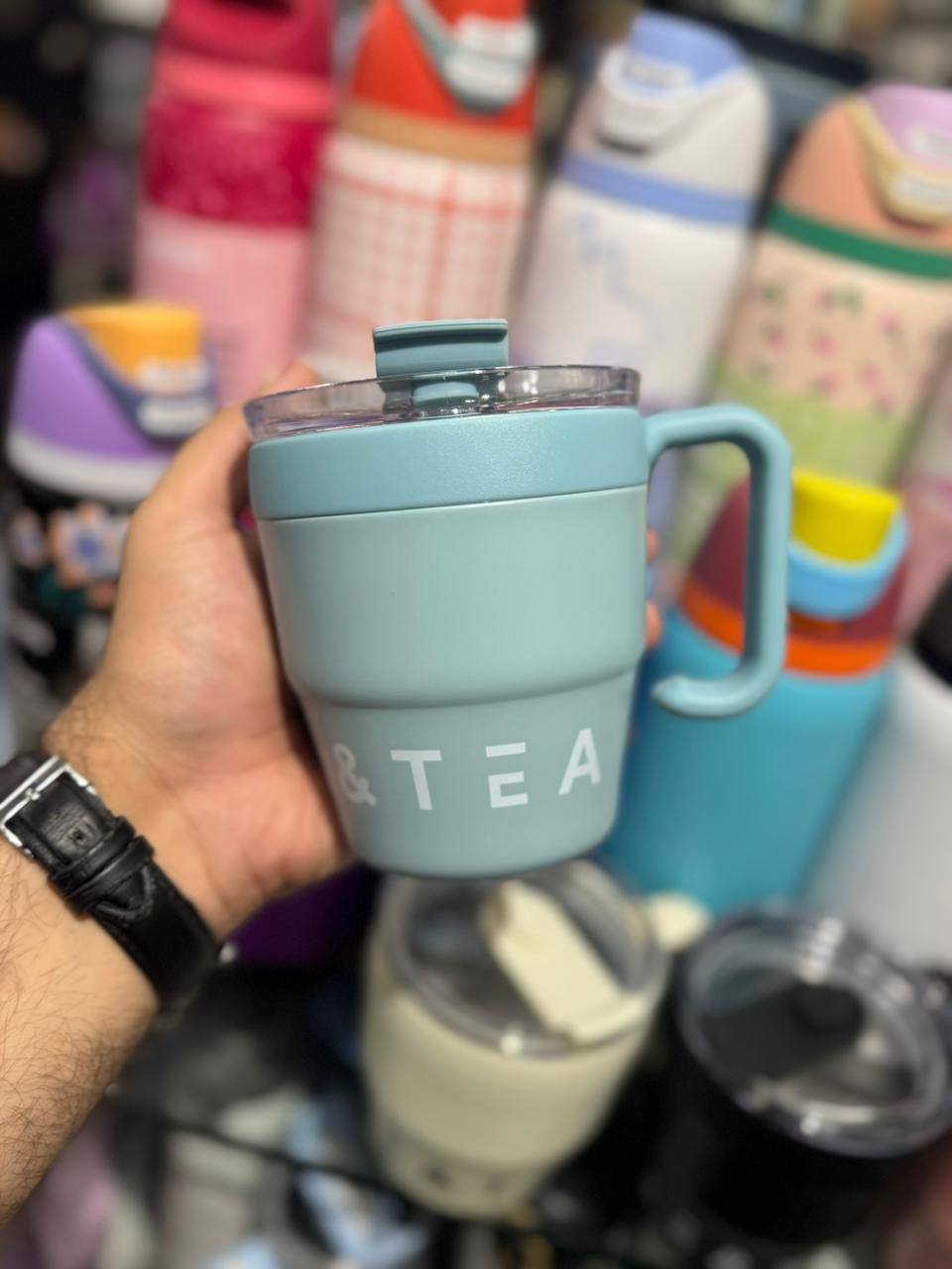 Korean Insulated Stainless Steel Coffe Mug With Straw, 460ml