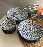Danny Home Blue Floral Porcelain Deep Plate Collection - My Store