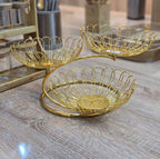 3-Tier Gold Lotus Wire Fruit Basket & Multi-Purpose Serving Stand