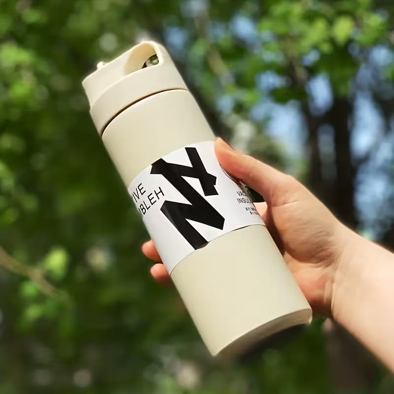 550ML Stainless Steel Tumbler Thermo Bottle with Straw