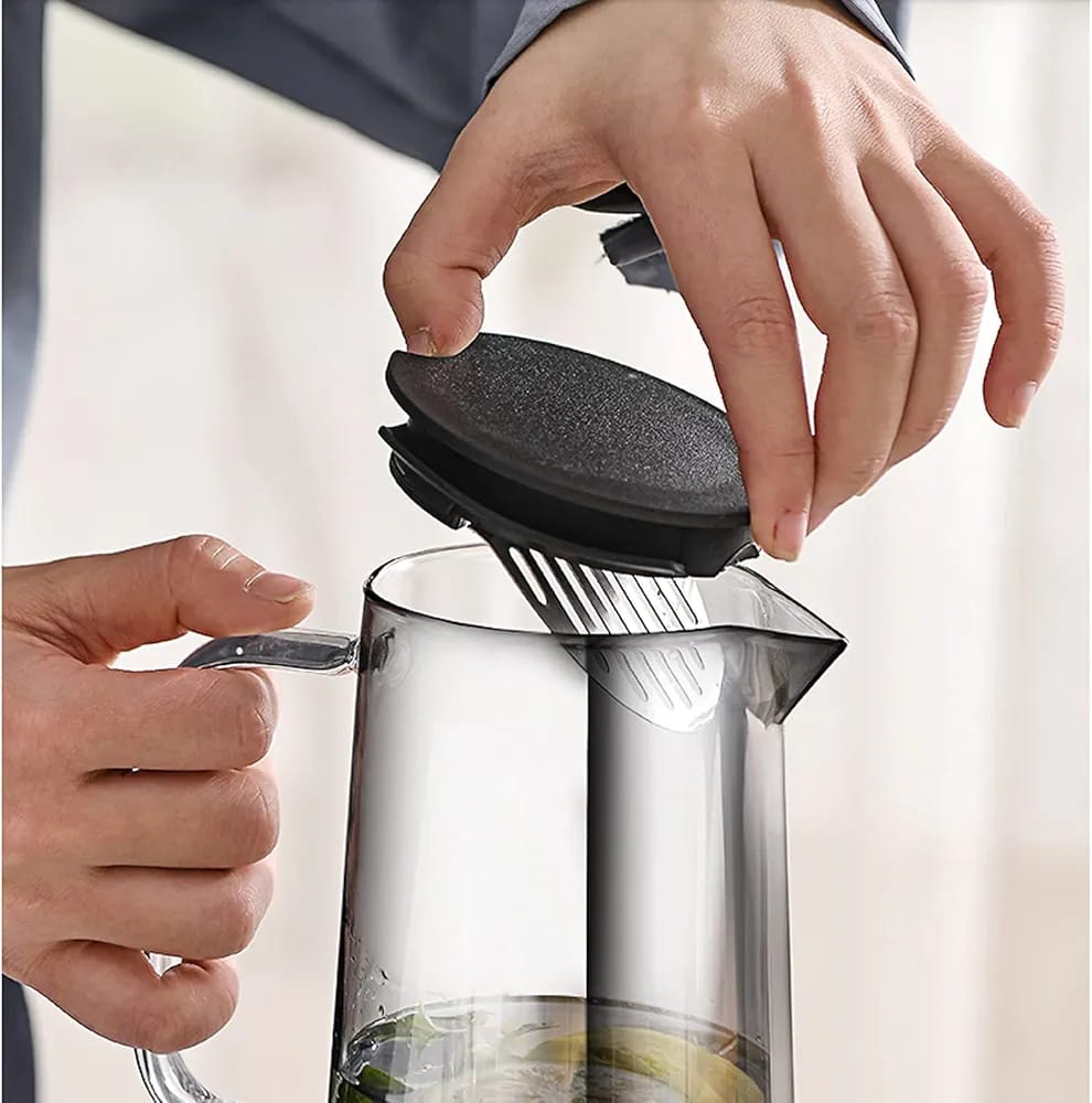 Modern 1800ml Glass Water Pitcher with Stainless Steel Filter - My Store