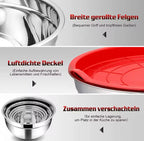 Set Of 5 Stainless Steel Mixing Bowl With Lid, - My Store