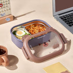 Stainless Steel Children Bento Lunch Box, Bear Cartoon Lunch Box Container Double Sided Lock Design
