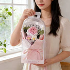 Everlasting Hand-Woven Crochet Flower Bouquet with Mini Bear