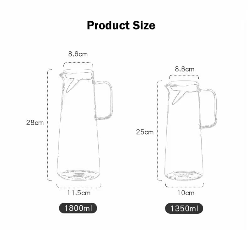 Modern 1800ml Glass Water Pitcher with Stainless Steel Filter - My Store