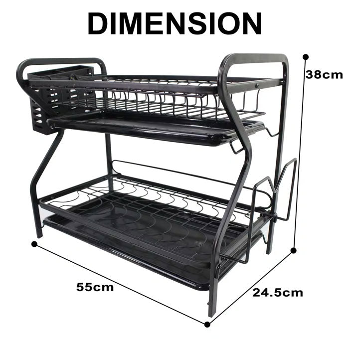 Premium 2-Tier Dish Drying Rack with Utensil Holder & Cutting Board Slot - My Store