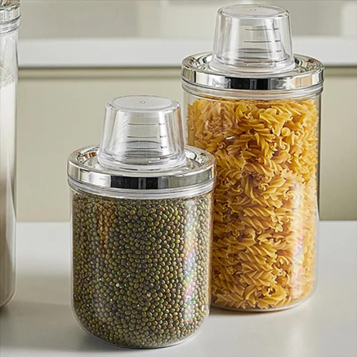 Premium Airtight Food Storage Canister with Measuring Cup Lid