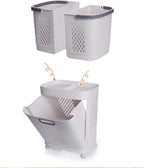 Rolling Laundry Trolley with 3-Basket
