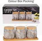 Premium Grey Aurora Marble Ceramic Condiment Jar Set – 3 Pieces (350ml Each)