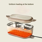 Electric Heated Lunch Box – Stainless Steel, 2-Compartment Portable Food Warmer