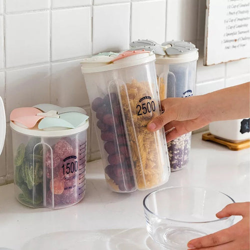 2500ML Plastic 4 Compartment Cereal Food Storage Container Set With Lids, 1pc - My Store