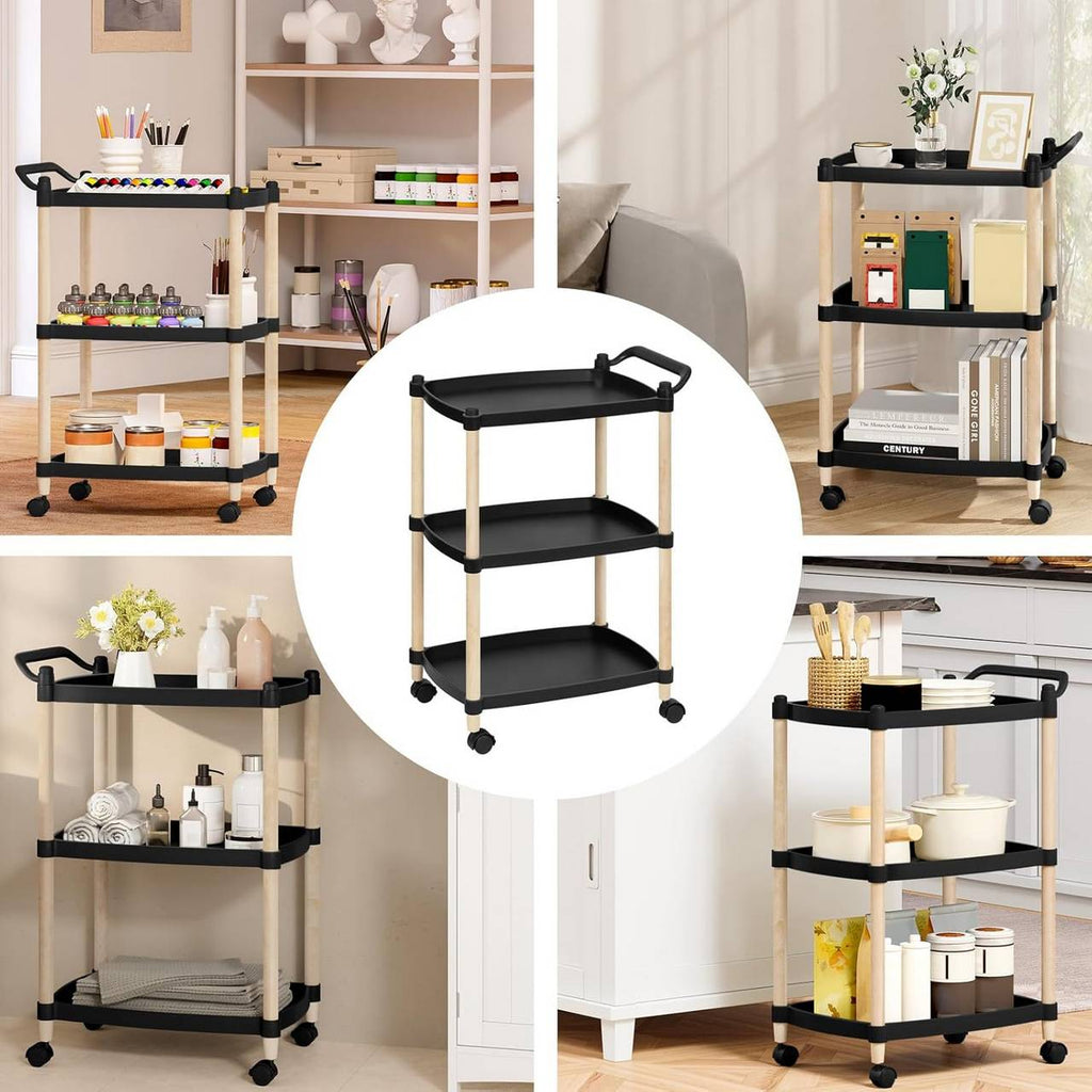 3-Tier Scandi-Style Rolling Utility Cart