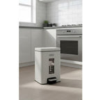 Stainless Steel Hydraulic Pedal Dustbin – White (8 Liter)