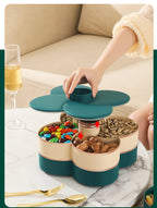 2 layer rotating dry fruit tray is a beautifully designed flower-shaped storage organizer
