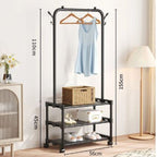 Rolling Multi-Functional Garment Rack with Shelves