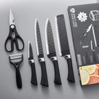 Black Wavy 6-Piece Stainless Steel Knife Set – Stylish & Durable
