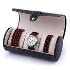 Luxury Travel Watch Roll | 3-Slot PU Leather Watch Pouch