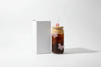 Generic Aesthetic Glass Tumbler with Straw – Pink Butterfly Design (550ml)