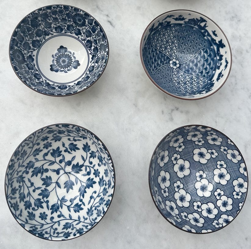 6-Piece Blue & White Ceramic Bowl Set