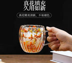🌸 Double Wall Glass Mug with Dried Flowers (450ml)