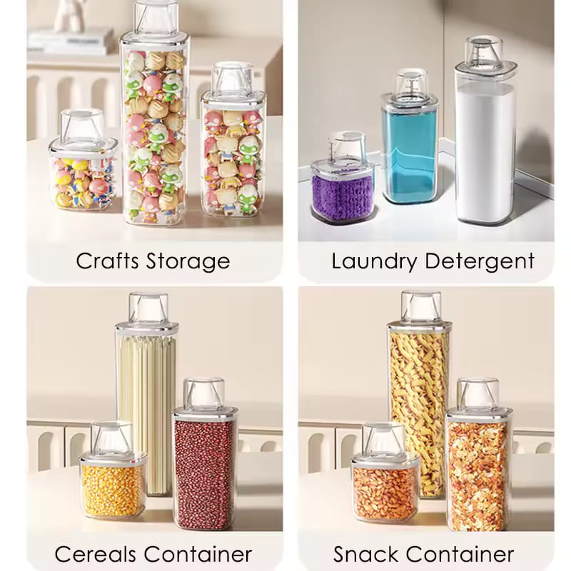 Premium Airtight Food Storage Canister with Measuring Cup Lid