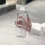 Borosilicate Glass Water Bottle with Dual Lids & Time Markers